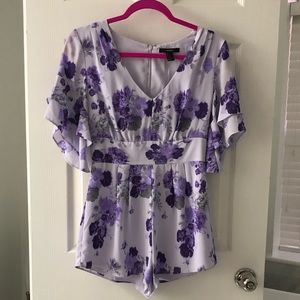 Purple floral romper